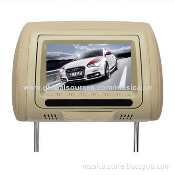 7-inch car headrest monitor pillow with USB/SD zipper cover